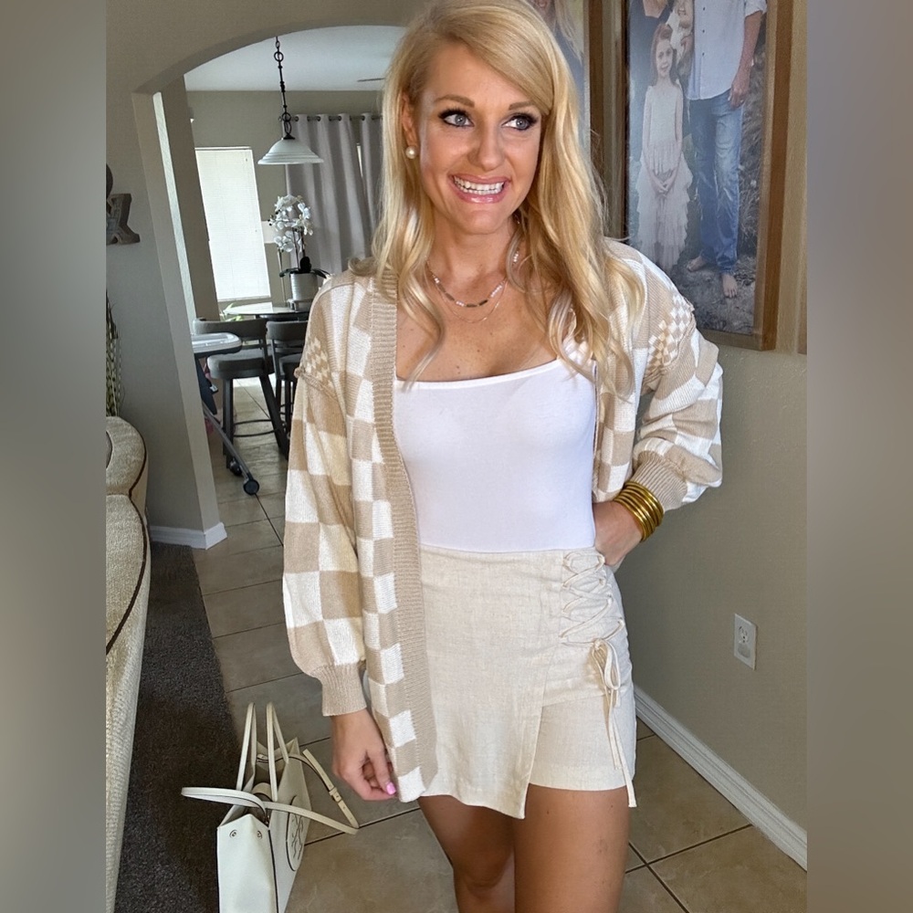 Checkered Knit Cardigan